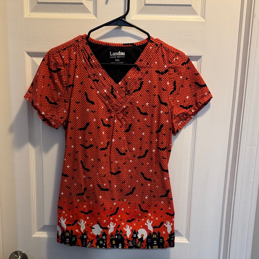 Landau Halloween Scrub Top